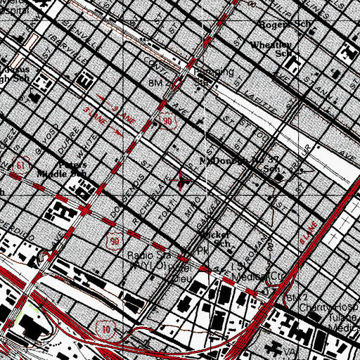 Topographic Map of New Orleans City Hall Annex, LA