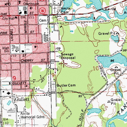 Topographic Map of Amite City Wastewater Treatment Plant, LA
