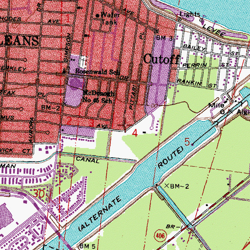 Topographic Map of Blair Sewerage Pumping Station, LA