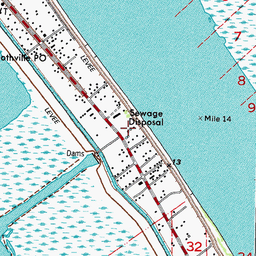 Topographic Map of Boothville Wastewater Treatment Facility, LA