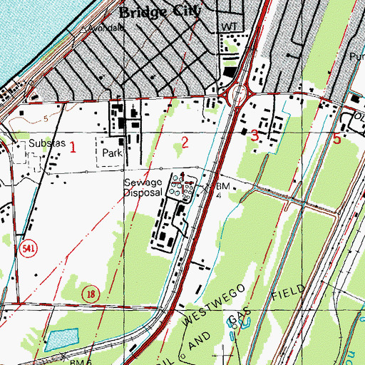 Topographic Map of Bridge City Wastewater Treatment Plant, LA