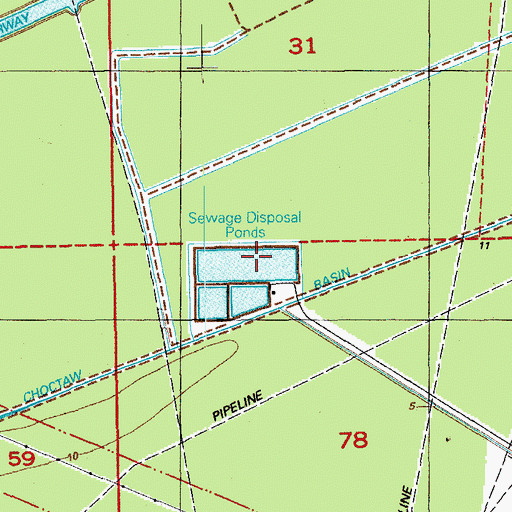 Topographic Map of Brusly Wastewater Treatment Facility, LA