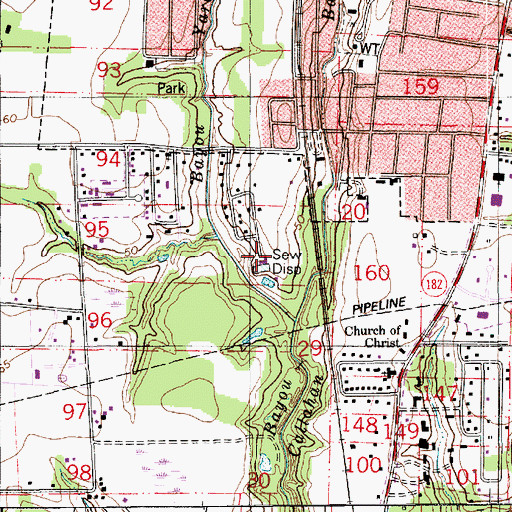 Topographic Map of Candy Street Wastewater Treatment Plant, LA