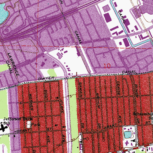Topographic Map of Castle Manor Sewerage Pumping Station, LA