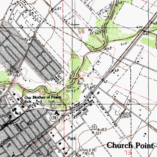 Topographic Map of Church Point Wastewater Treatment Plant, LA