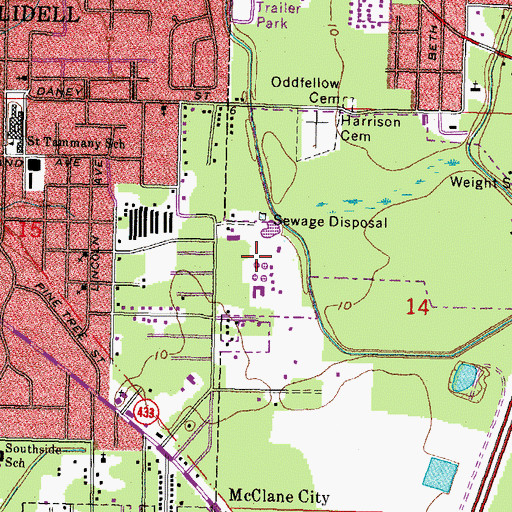Topographic Map of City of Slidel Terrace Avenue Wastewater Treatment Plant, LA