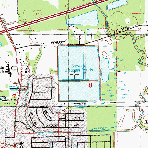 Topographic Map of Denham Springs Water Treatment Facility, LA