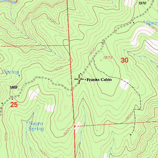 Topographic Map of Franks Cabin, CA
