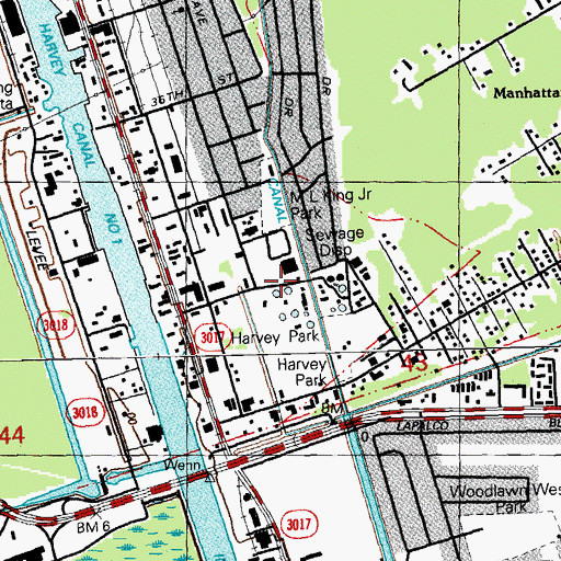 Topographic Map of Harvey Wastewater Treatment Plant, LA