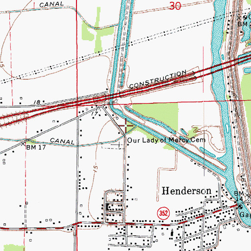 Topographic Map of Henderson Wastewater Treatment Plant, LA