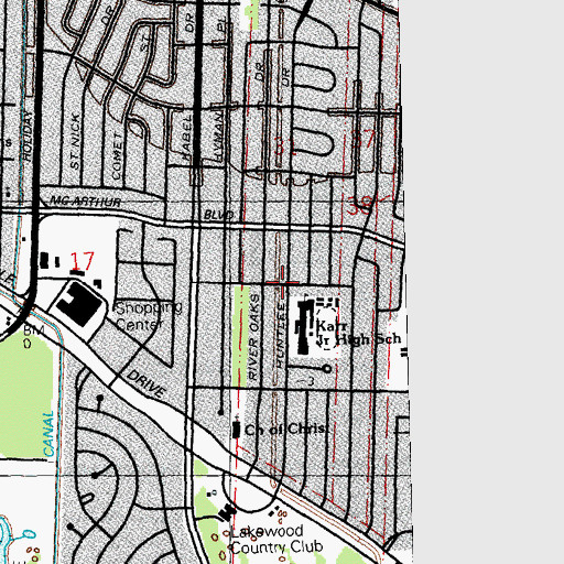 Topographic Map of Huntlee Sewerage Pumping Station, LA