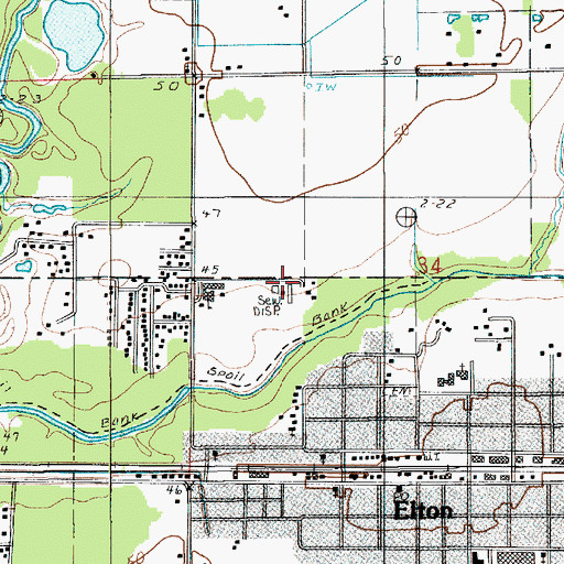 Topographic Map of Jefferson Davis Parish Wastewater Treatment Plant, LA
