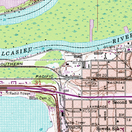Topographic Map of Lake Charles City Wastewater Treatment Plant A, LA
