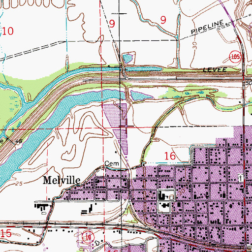 Topographic Map of Melville Wastewater Treatment Facility, LA
