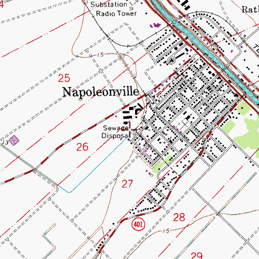 Topographic Map of Napoleonville Wastewater Treatment Plant, LA