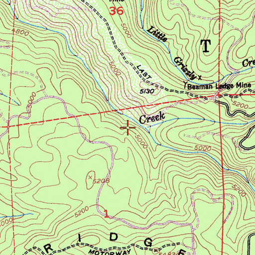 Topographic Map of Frazier Creek, CA