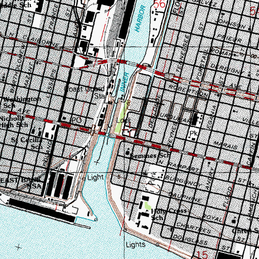 Topographic Map of New Orleans Sewerage Pumping Station B, LA