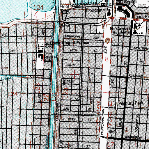 Topographic Map of New Orleans Sewerage Pumping Station Number 20, LA