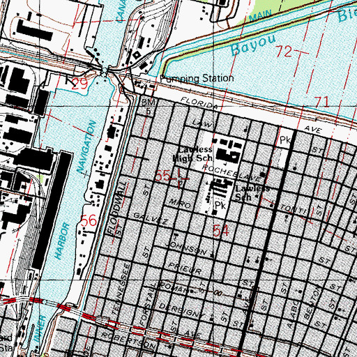 Topographic Map of New Orleans Sewerage Pumping Station Number 24, LA