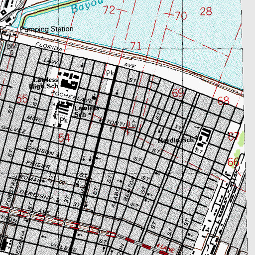 Topographic Map of New Orleans Sewerage Pumping Station Number 25, LA