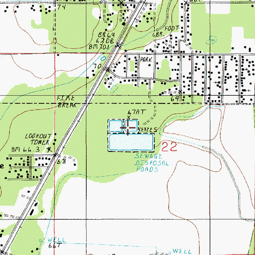 Topographic Map of Oberlin Sewage Treatment Plant, LA