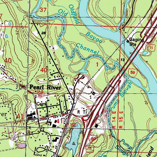 Topographic Map of Pearl River Municipal Sewage Treatment Plant, LA