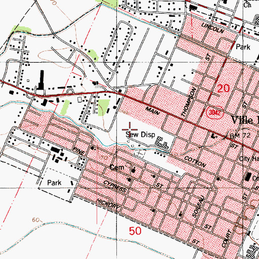 Topographic Map of Platte Wastewater Treatment Facility, LA