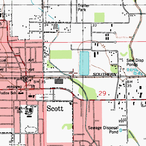 Topographic Map of Scott Wastewater Treatment Facility, LA