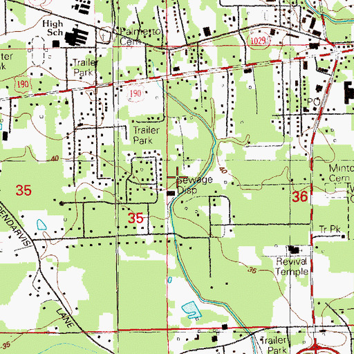 Topographic Map of Walker Wastewater Treatment Facility, LA
