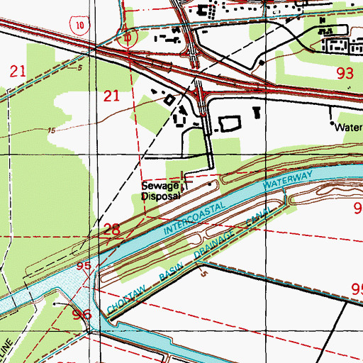 Topographic Map of West Baton Rouge Parish Westport Wastewater Facility, LA