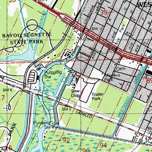 Topographic Map of Westwego Wastewater Treatment Facility, LA