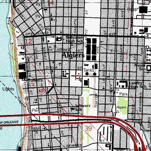 Topographic Map of Algiers Water Purification Plant, LA