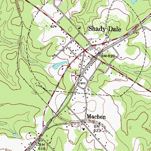 Topographic Map of Shady Dale Fire Department, GA
