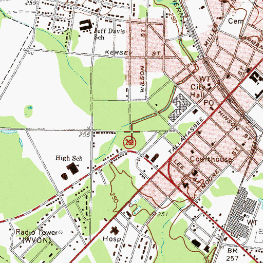 Topographic Map of Hazlehurst Fire Department Station 1, GA