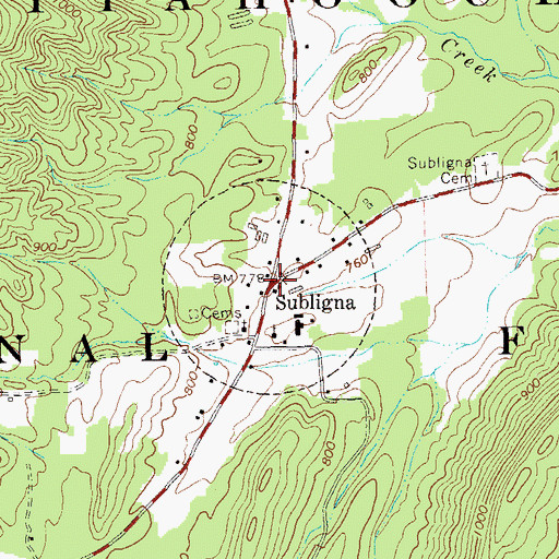 Topographic Map of Subligna Volunteer Fire Department, GA