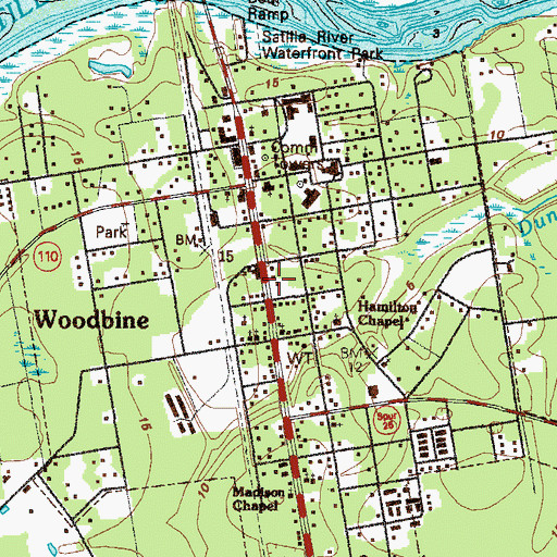 Topographic Map of Camden County Fire - Rescue Station 11, GA