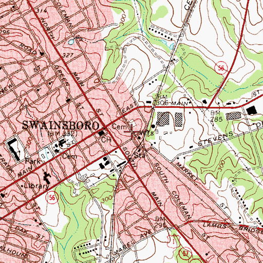 Topographic Map of Swainsboro Fire Department, GA
