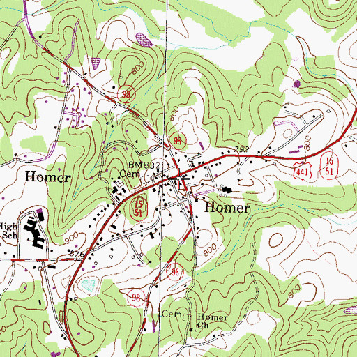 Topographic Map of Homer Volunteer Fire Department, GA