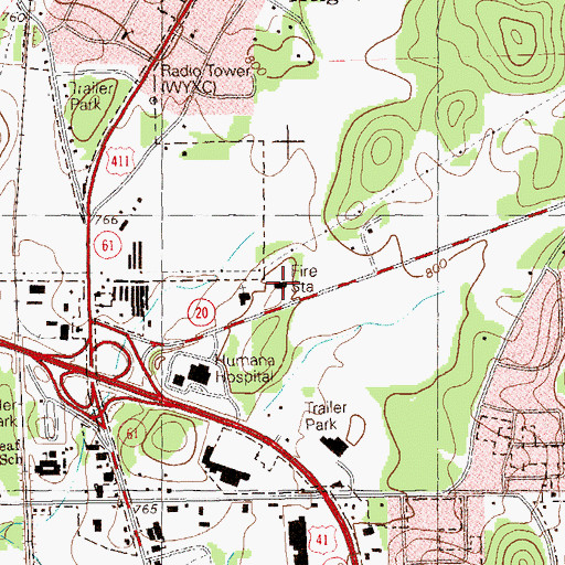 Topographic Map of Bartow County Fire Department, GA
