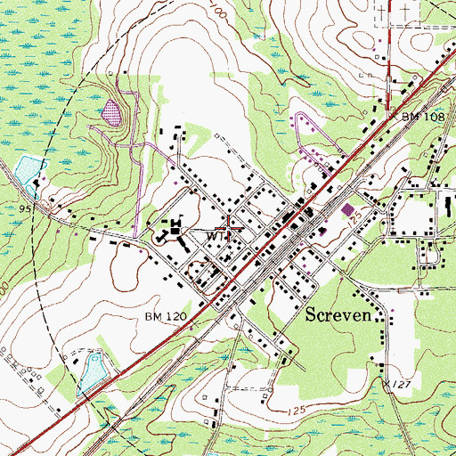 Topographic Map of Screven Volunteer Fire Department, GA