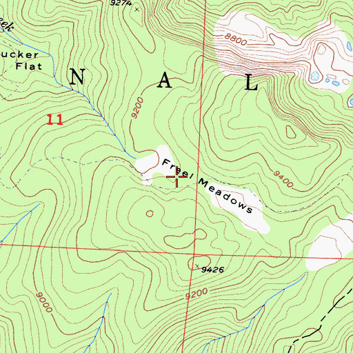 Topographic Map of Free Meadows, CA