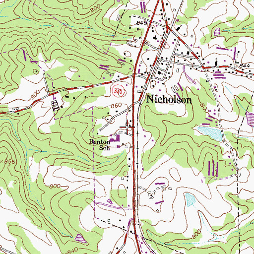 Topographic Map of Nicholson Area Volunteer Fire Department, GA
