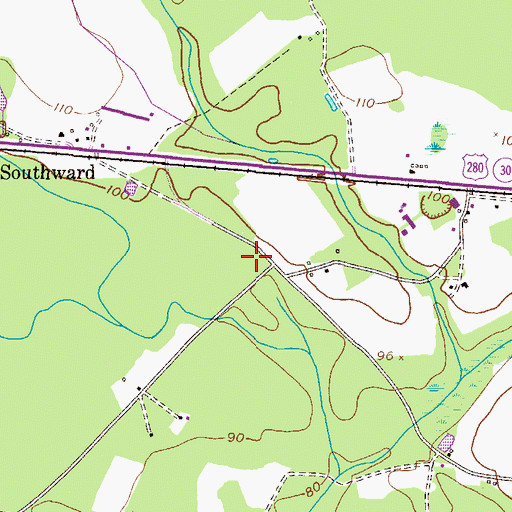 Topographic Map of North Bryan County Fire Department Bacontown Station 6, GA