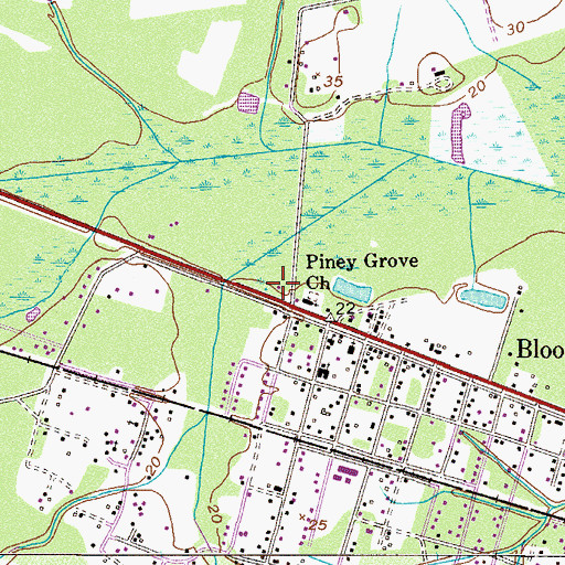 Topographic Map of Bloomingdale Volunteer Fire Department, GA