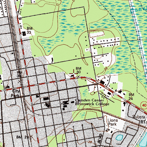 Topographic Map of Kingsland Fire and Rescue Station 3, GA