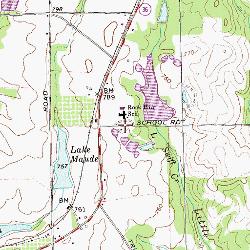Topographic Map of Rock Hill Volunteer Fire Department Station 1, GA