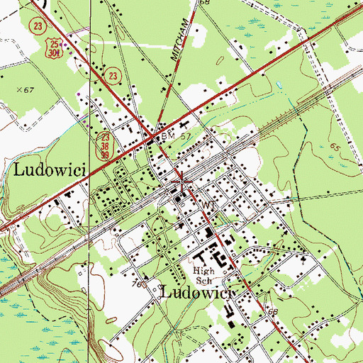Topographic Map of Ludowici - Long County Volunteer Fire Department, GA