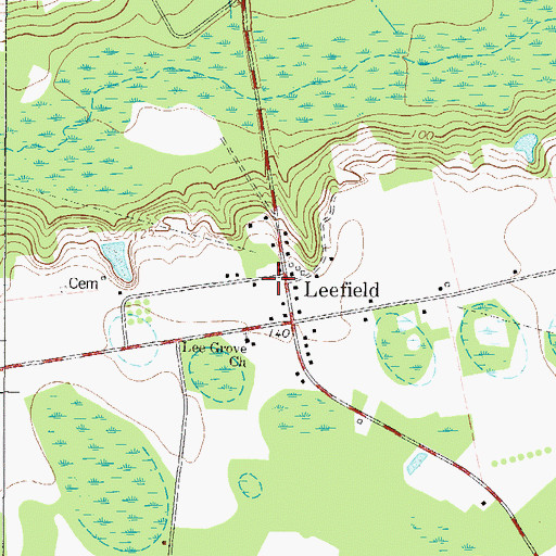 Topographic Map of Leefield Volunteer Fire Department, GA