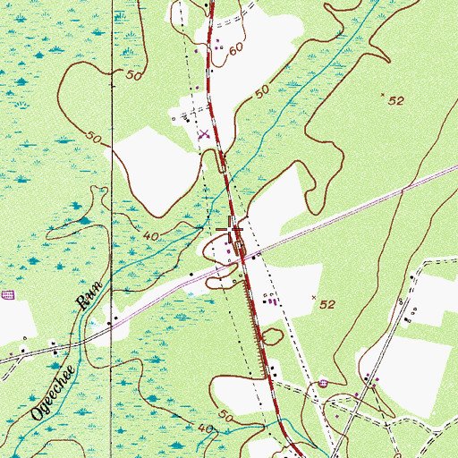 Topographic Map of Effingham Fire / Rescue Station 3, GA