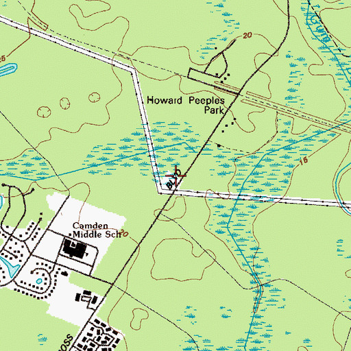 Topographic Map of Kingsland Fire and Rescue Station 4, GA